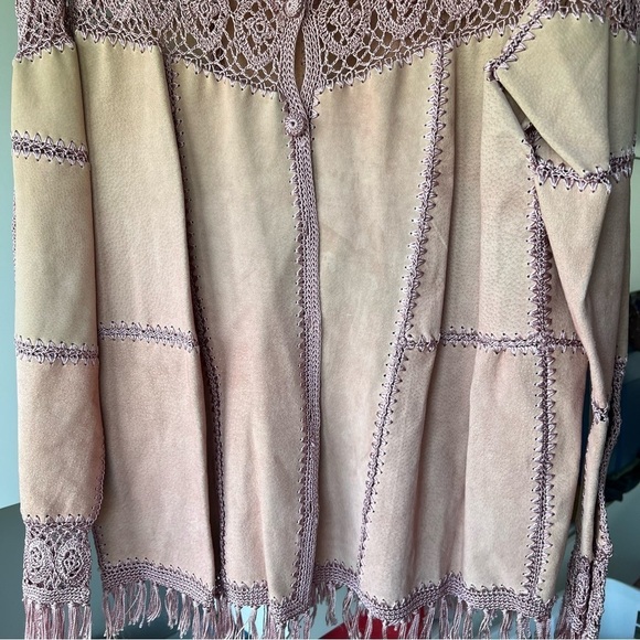 Dressbarn Leather Jacket Womens Long Sleeve Button Up Shingles Pink - Picture 9 of 12